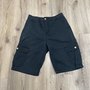 Lucky Brand Boys Black Cargo Shorts Size 16 Casual 10” Inseam school uniform